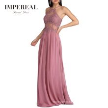 Halter Neck Party New Fashion Ladies Pink Cocktail Dress For Women